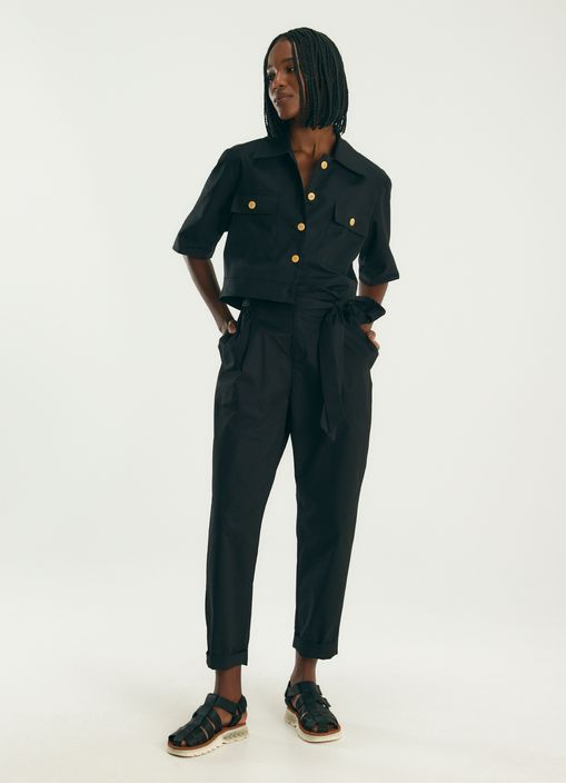 Calça algodão empapelado preto