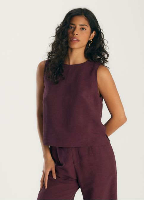 Regata shell linho valência roxo