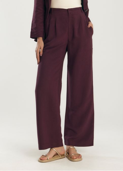 Calça alfaiataria linho valência roxo