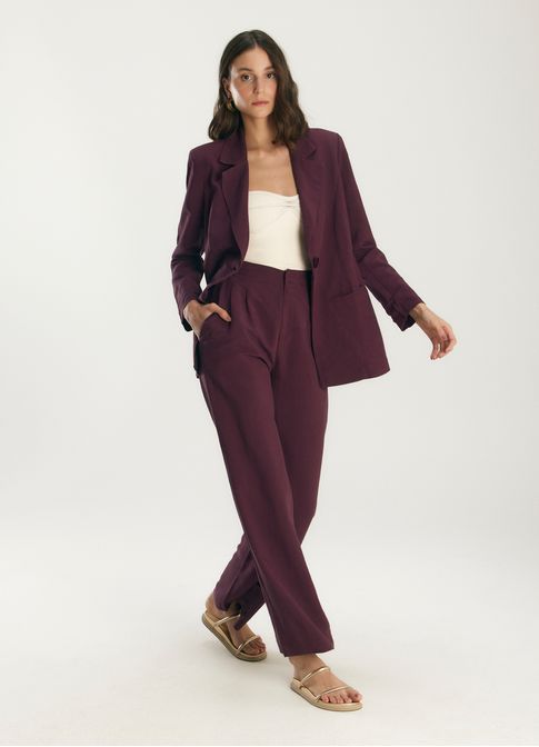 Blazer alfaiataria linho valência roxo