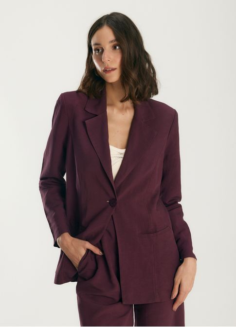 Blazer alfaiataria linho valência roxo