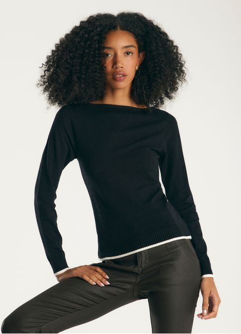 Blusa tricô bateau comfort preto