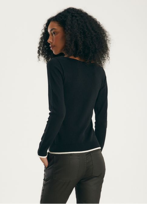 Blusa tricô bateau comfort preto