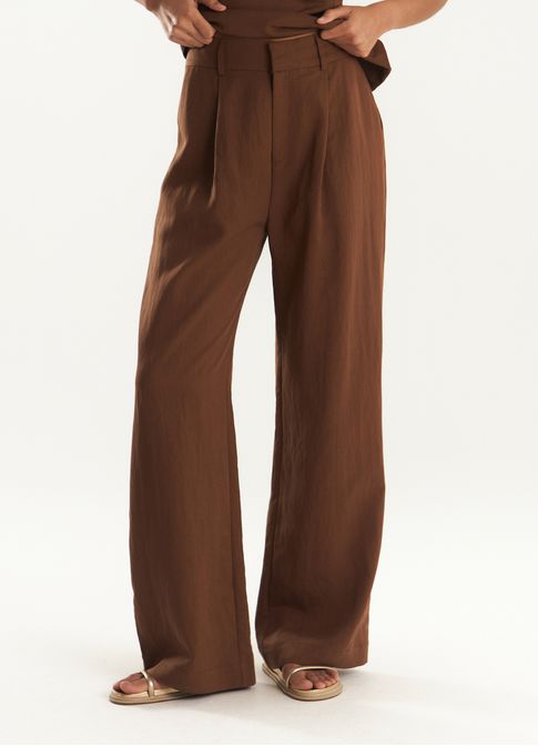 Calça liocel alfaiataria marrom