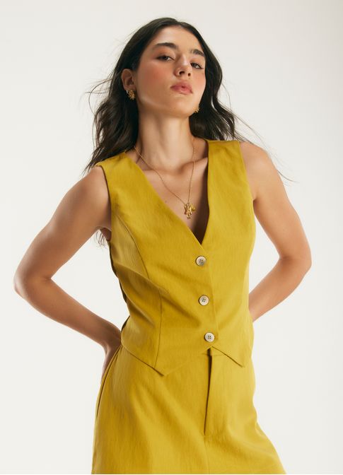 Colete liocel alfaiataria amarelo