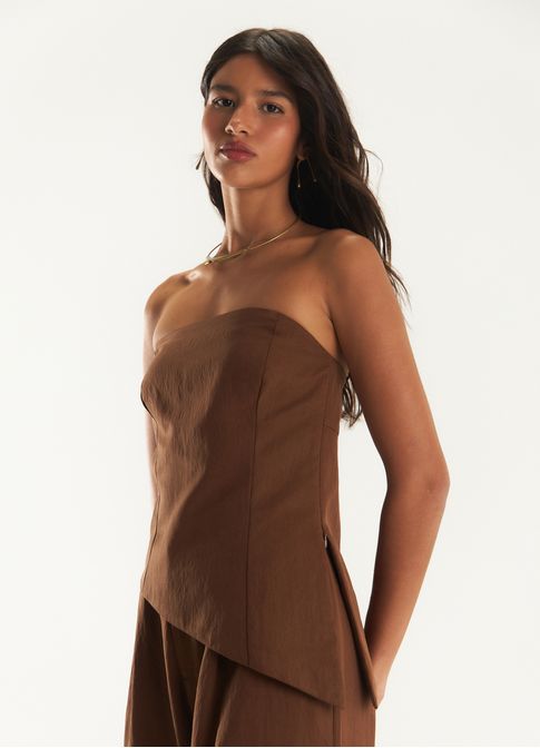 Blusa liocel alfaiataria marrom