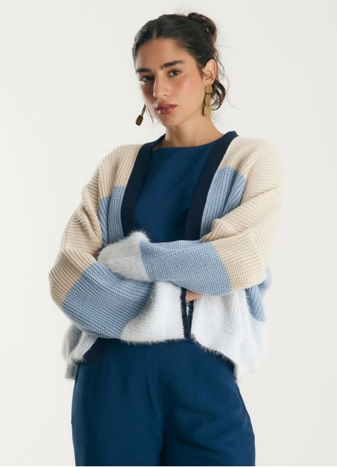 Cardigan tricô listrado