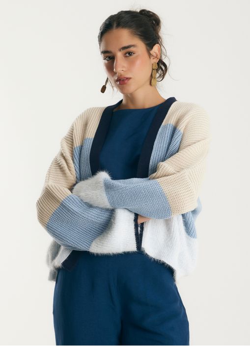 Cardigan tricô listrado