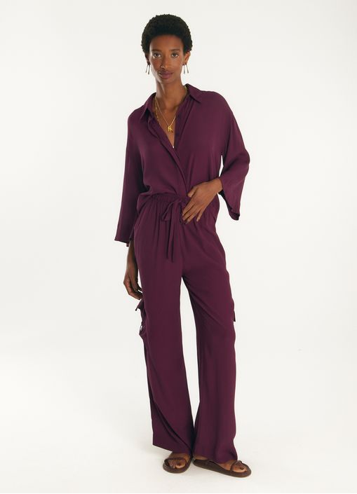 Camisa over viscose creponada roxo