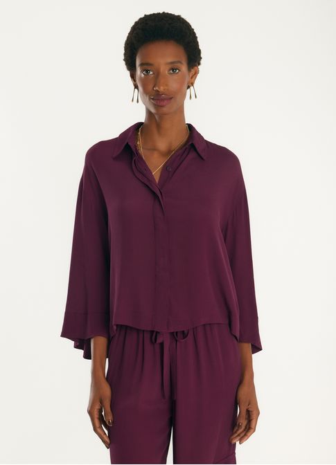 Camisa over viscose creponada roxo