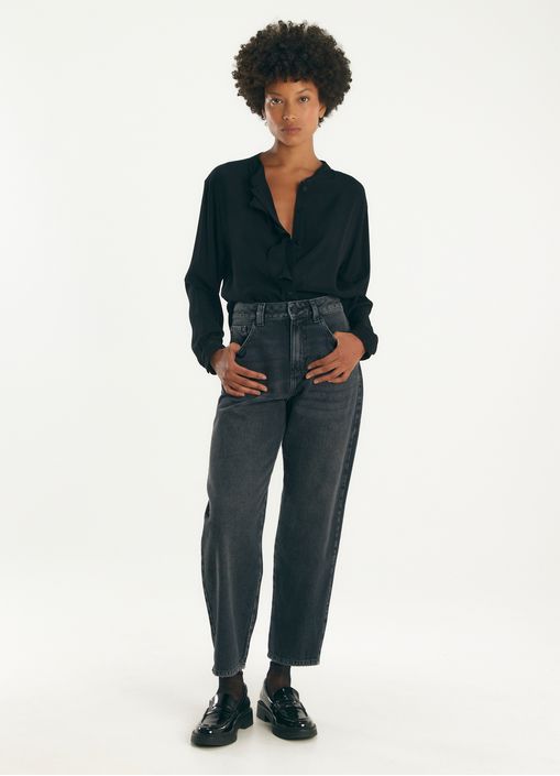 Camisa jabour viscose creponada preto