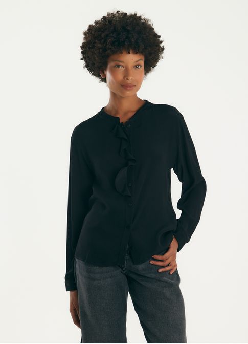 Camisa jabour viscose creponada preto
