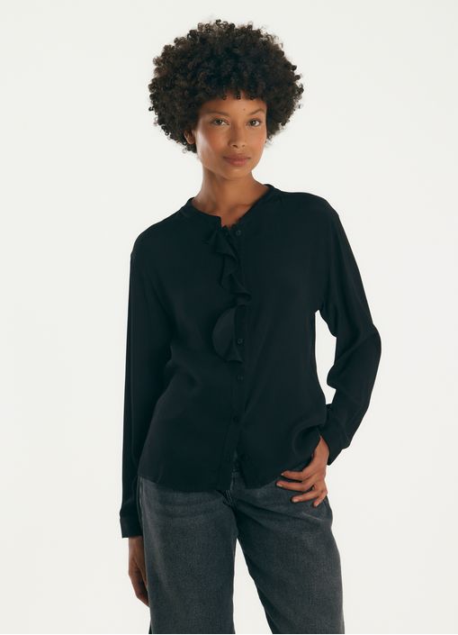 Camisa jabour viscose creponada preto