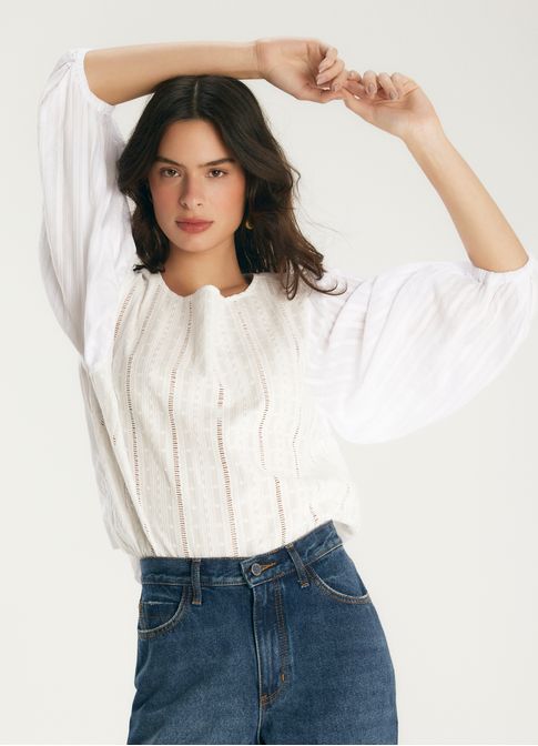 Blusa patchwork bordado sevilha branco