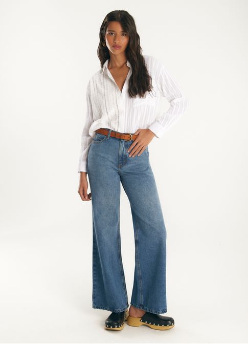 Camisa patchwork bordado sevilha branco