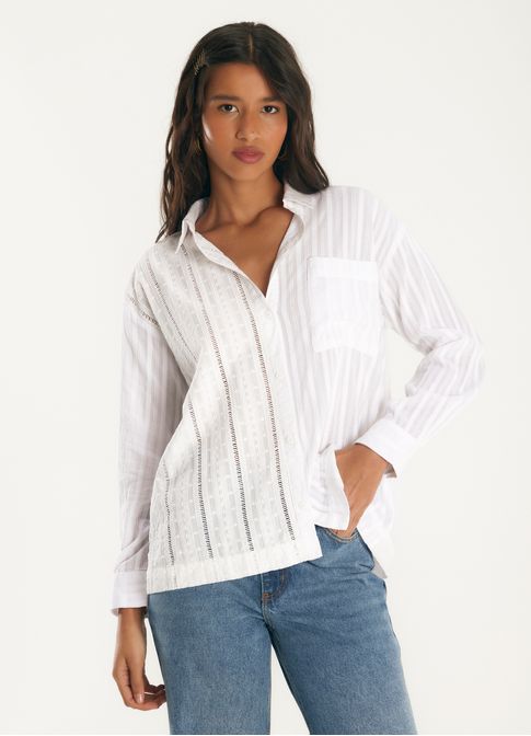 Camisa patchwork bordado sevilha branco
