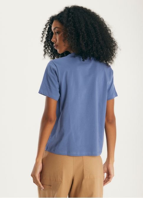 T-shirt slim gracias a la vida bordada azul claro