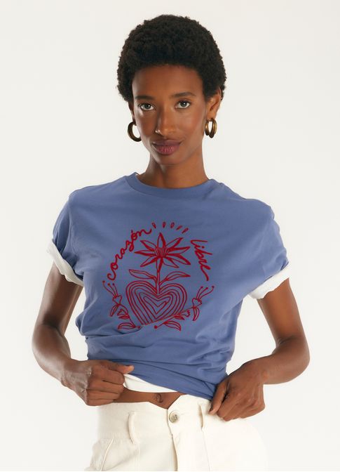 T-shirt box corazón azul claro