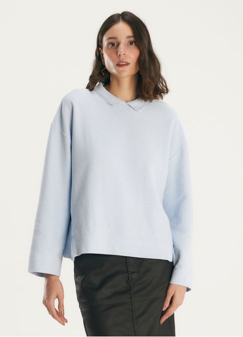 Pull moletom gola polo azul