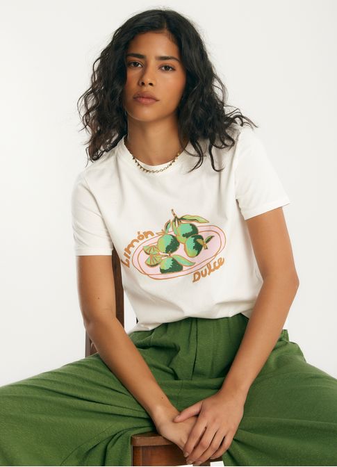 T-shirt babylook limon dulce off white