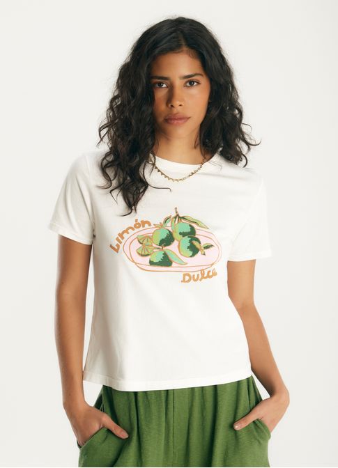 T-shirt babylook limon dulce off white