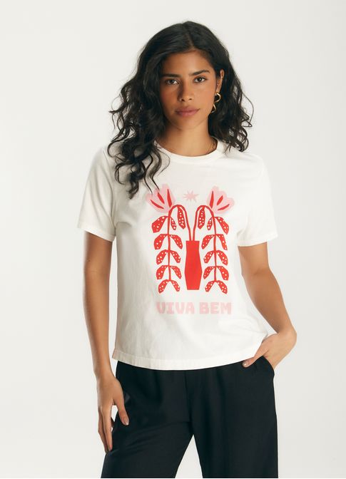T-shirt slim viva bem off white