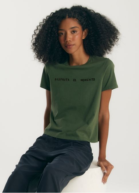 T-shirt babylook disfruta verde escuro