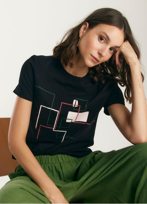T-shirt babylook arquitetura preto