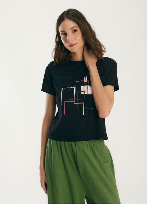 T-shirt babylook arquitetura preto