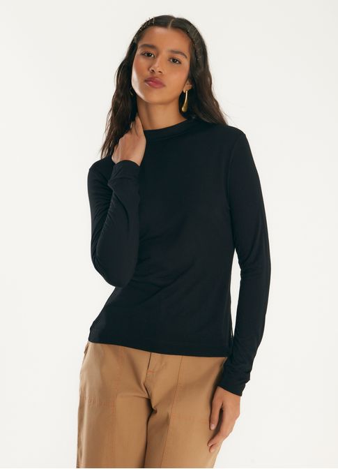 Blusa viscose manga longa preto