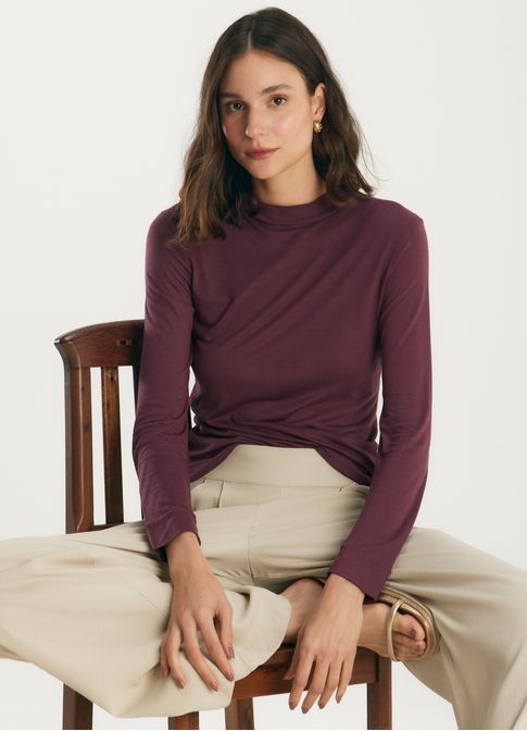 Blusa viscose manga longa roxo
