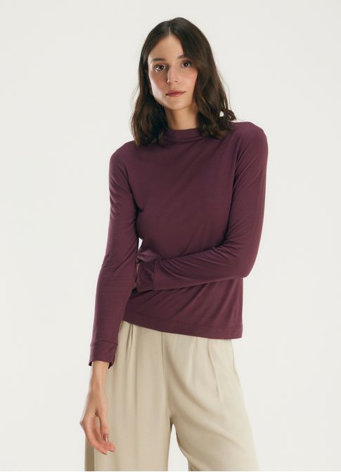 Blusa viscose manga longa roxo
