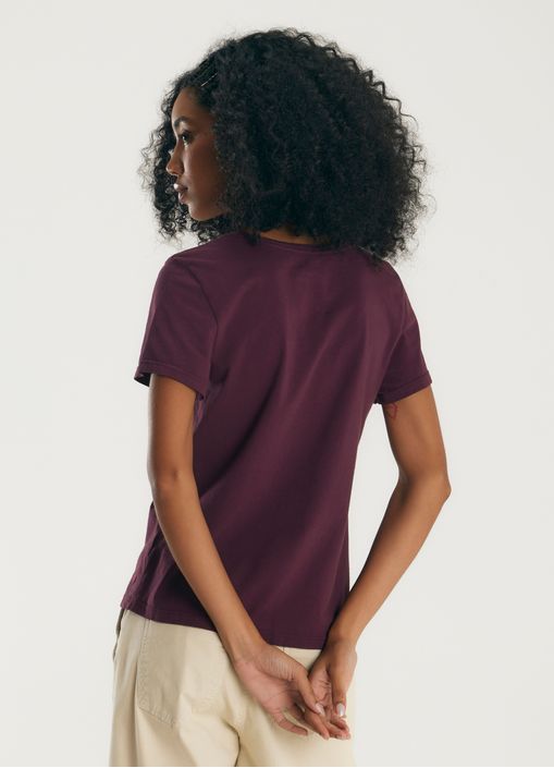 Blusa algodão gola v roxo