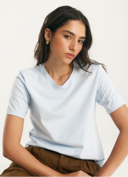 Blusa básica algodão classic azul