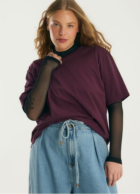 Blusa básica algodão classic roxo