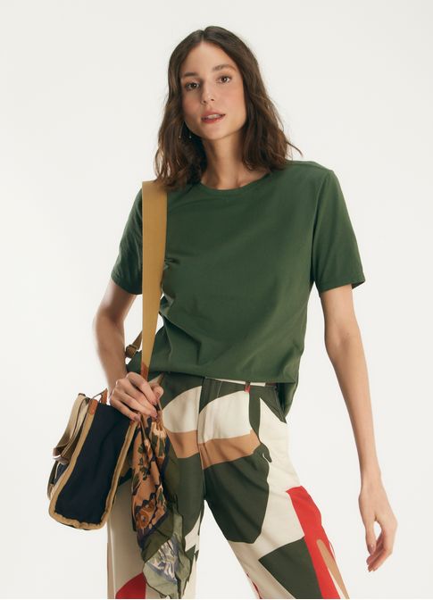 Blusa básica algodão classic verde escuro