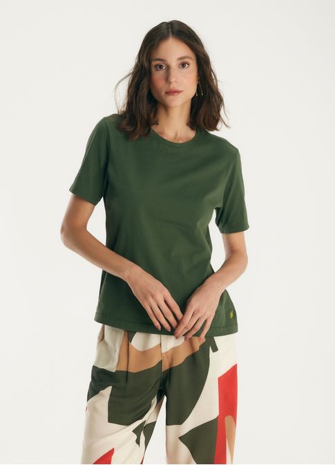 Blusa básica algodão classic verde escuro