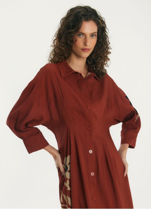 Vestido chemisier linho estampado almería