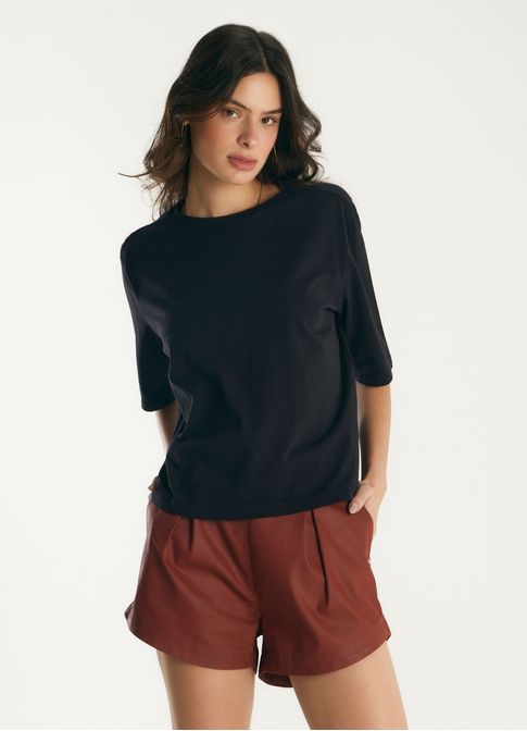 Blusa básica algodão box preto