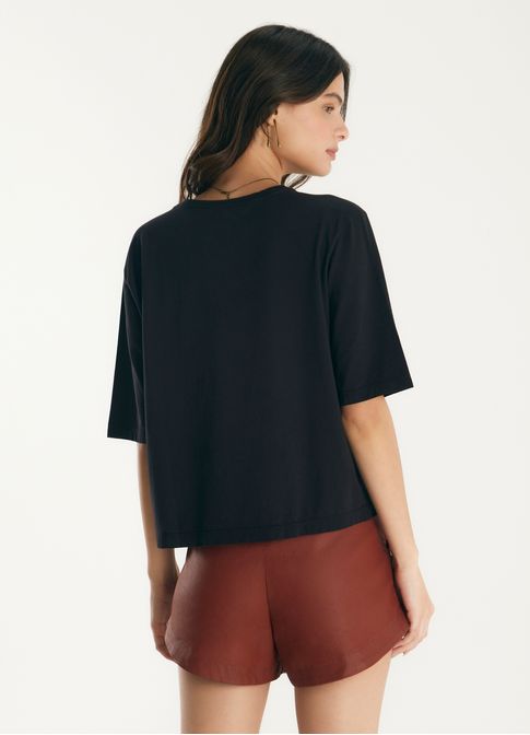 Blusa básica algodão box preto