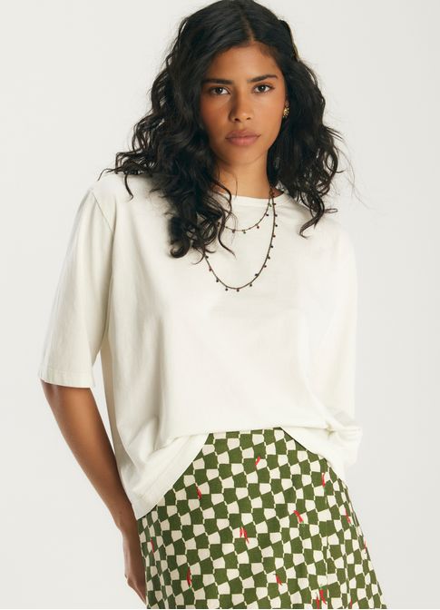 Blusa básica algodão box areia