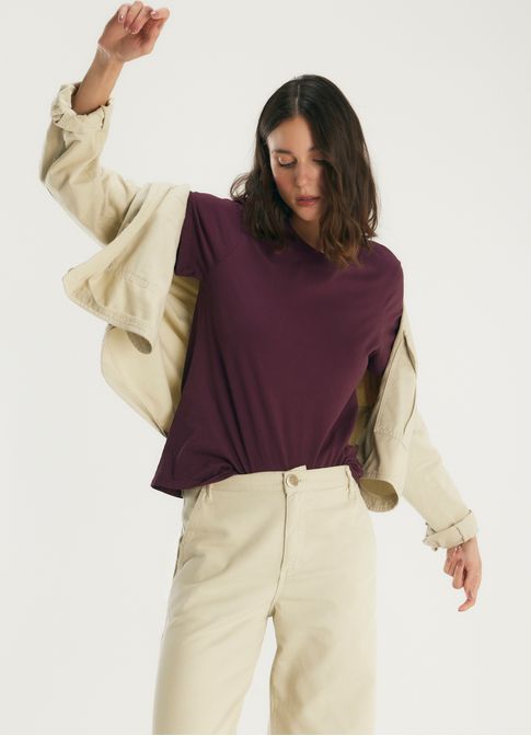 Blusa básica algodão slim roxo