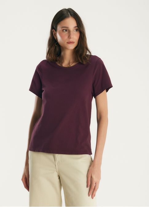 Blusa básica algodão slim roxo
