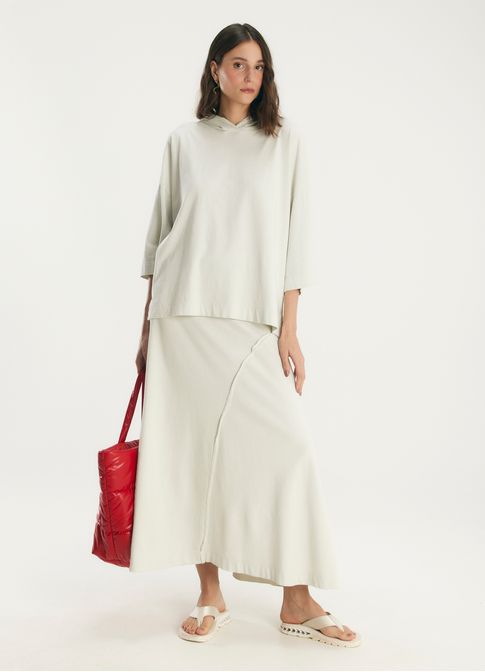 Blusa malhão com capuz areia