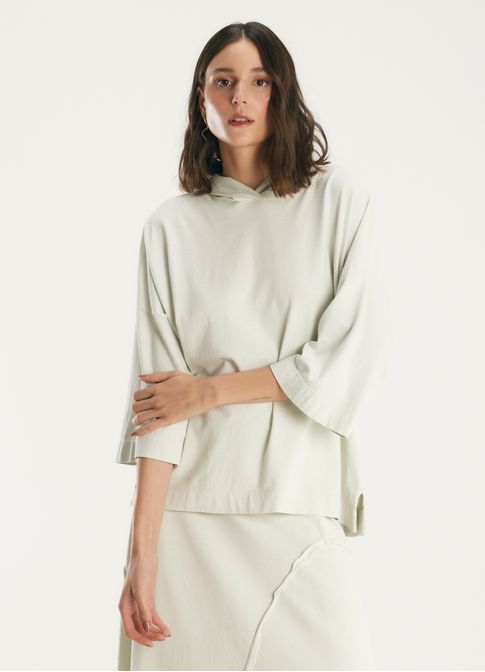 Blusa malhão com capuz areia