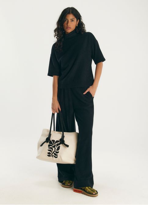 Calça malha bouclé preto