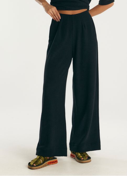 Calça malha bouclé preto