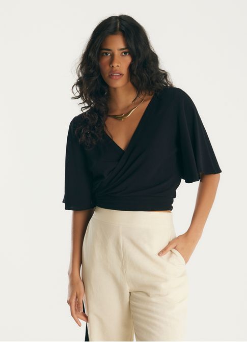 Blusa textura viscose leve preto
