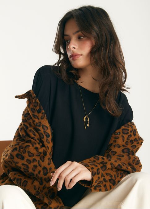 T-shirt textura viscose leve preto