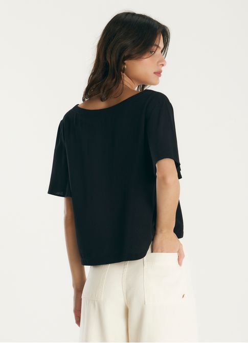 T-shirt textura viscose leve preto